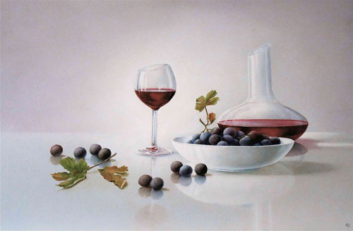 Druiven en wijn, titel schilderij: Oktober